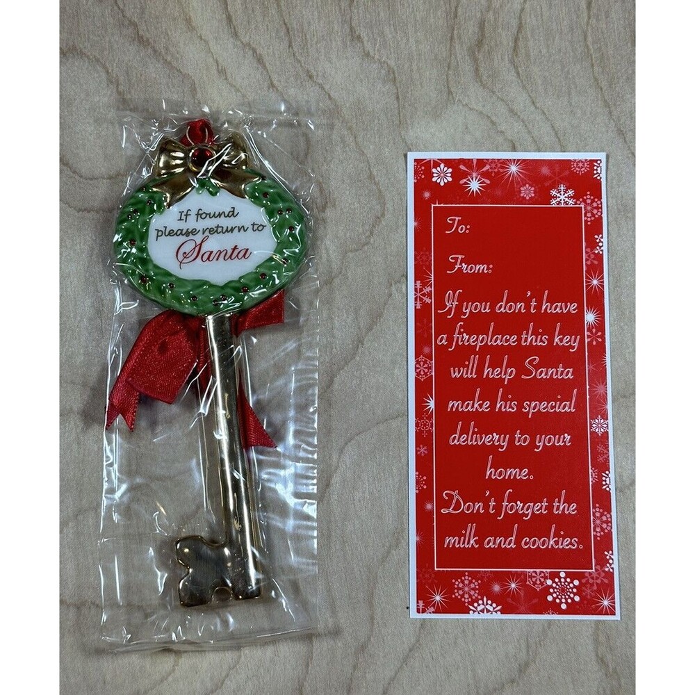 AVON 2006 HAND-PAINTED PORCELAIN WREATH "A KEY FOR SANTA"  Christmas Nib